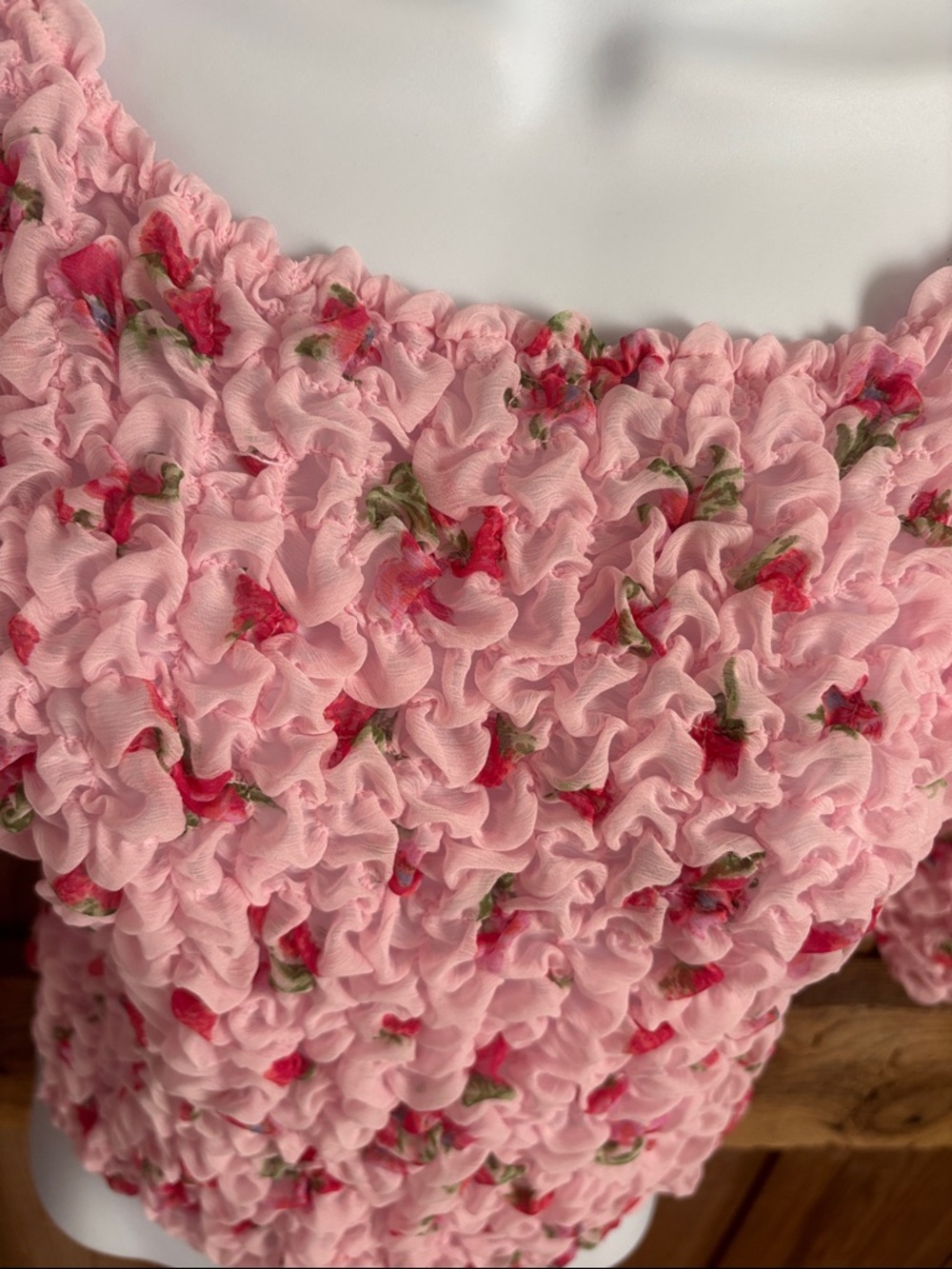Free People Rosie Posie Pink Floral Ruched Crop Top - Picture 4 of 8